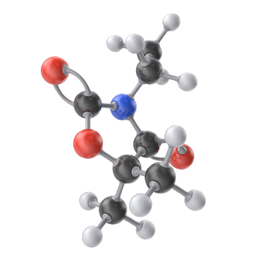 Estructura molecular 3D que representa el sector farmacéutico y la ciencia.